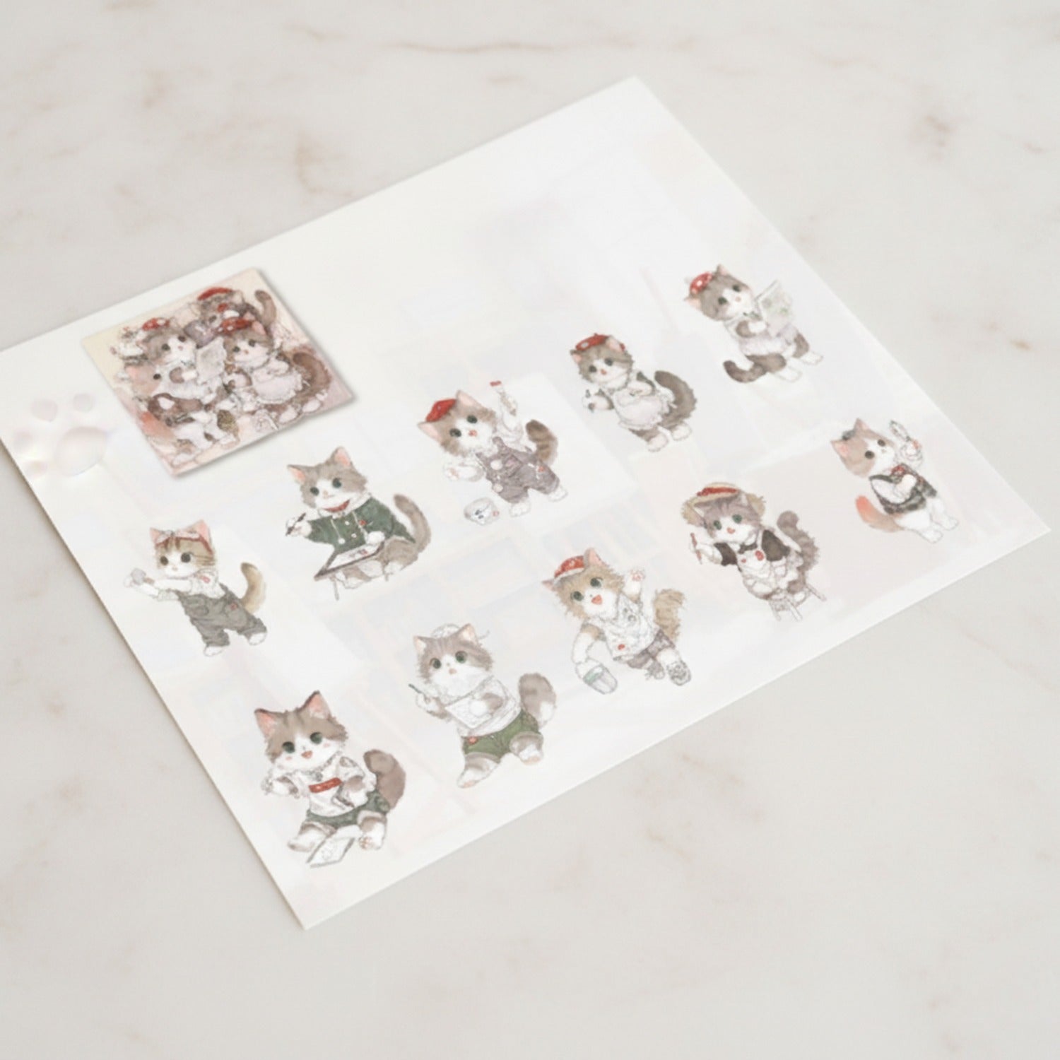 Cute Cat Sticker Sheet Aesthetic Illustration