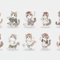 Cute Cat Sticker Sheet Aesthetic Illustration – stationery (view 1)