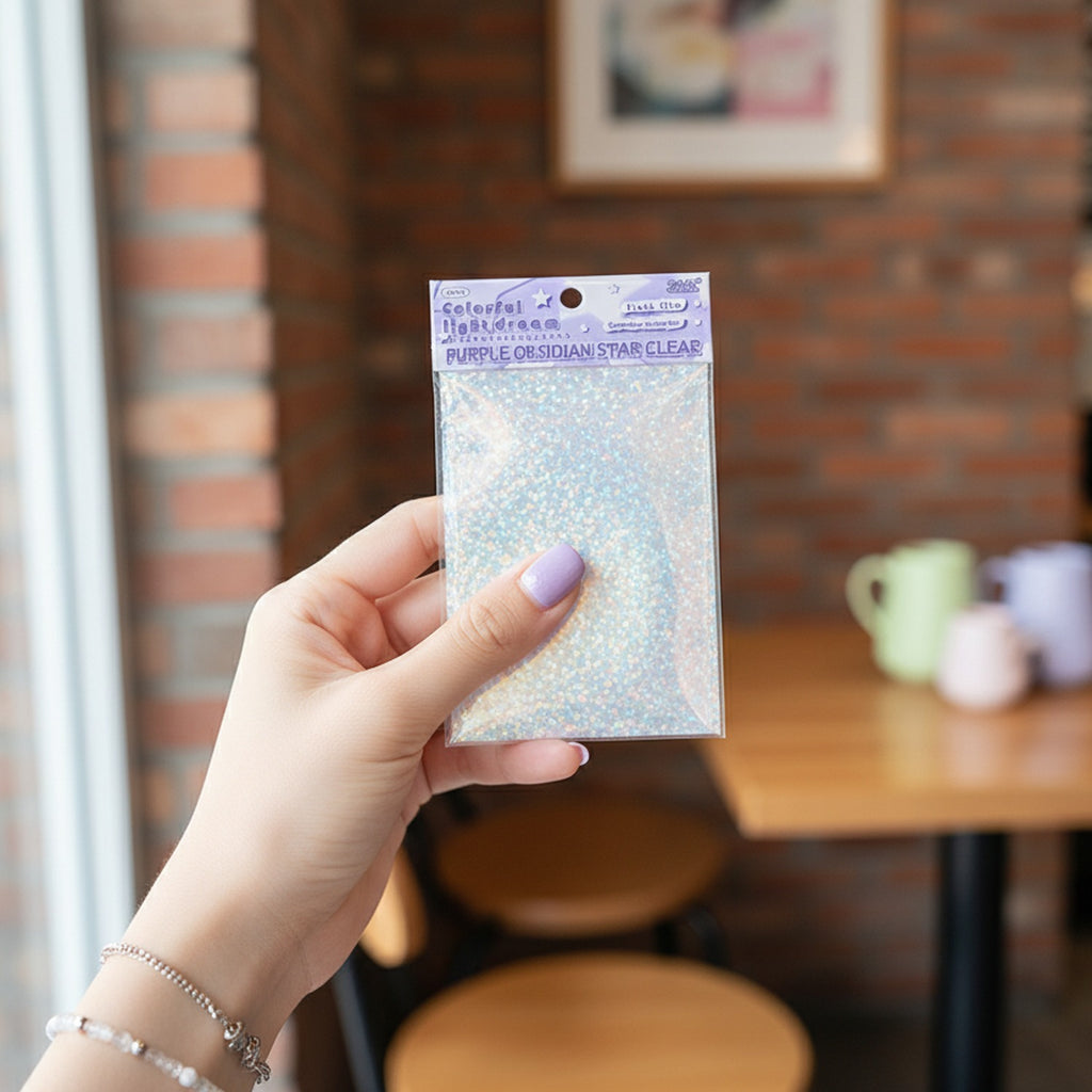 Purple Obsidian Star Clear Holographic Film Sticker – stationery (view 2)