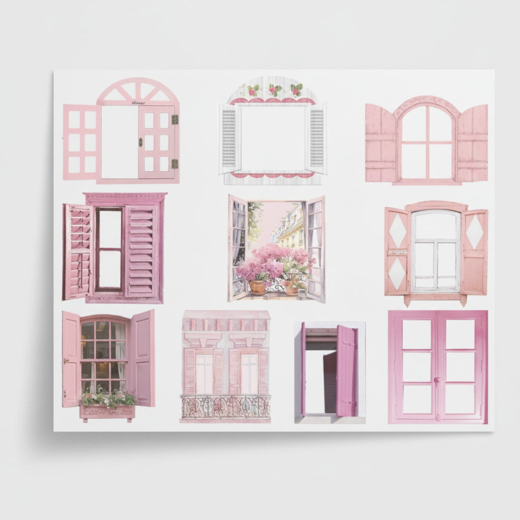 Pink Romantic Window Stationery Sticker Pack (view 1)