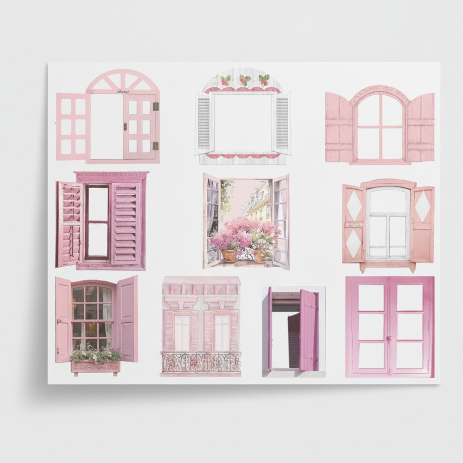 Pink Romantic Window Stationery Sticker Pack