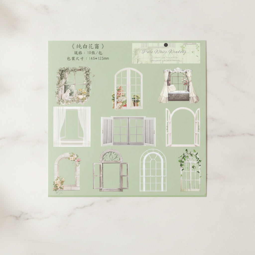 Pure White Window Floral Stationery Stickers Pack (view 2)