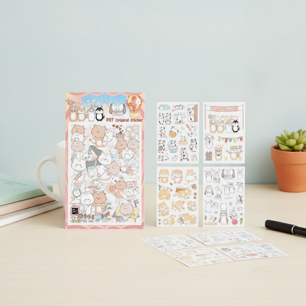 Cute Pet Animal Sticker Sheet Collection – stationery (view 2)