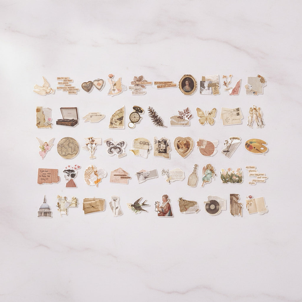 Vintage Sticker Sheet Aesthetic Collage Pack – stationery (view 2)