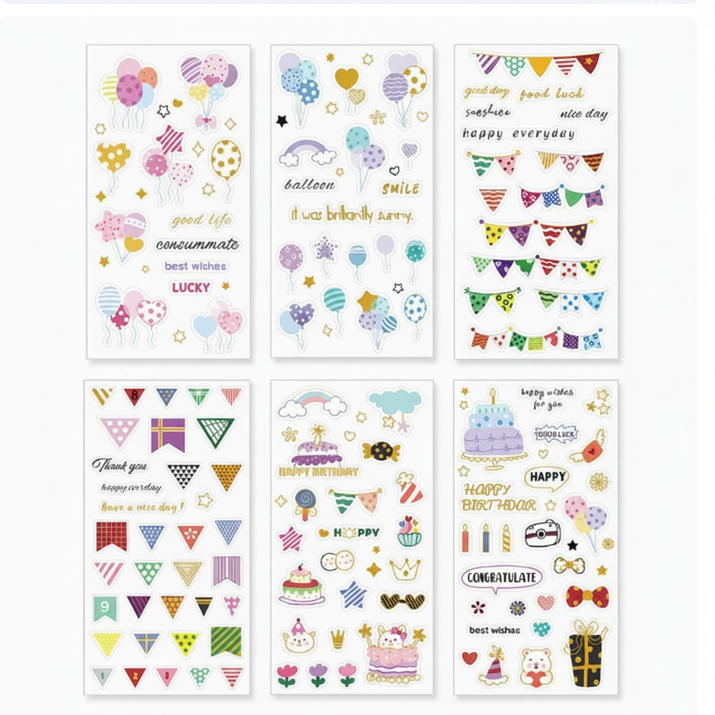 Decorative Sticker Sheets Birthday Party Banner Set – stationery (view 1)