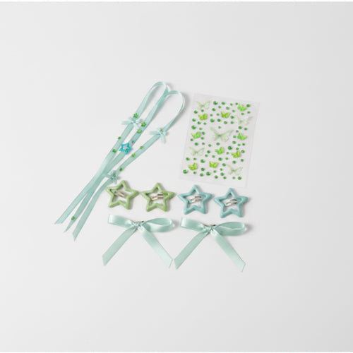 Butterfly & Star Hair Clip Set - Green – hair accessories (view 1)