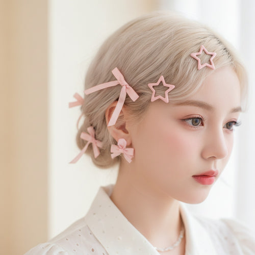 Butterfly & Star Hair Clip Set - Pink – hair accessories (view 2)