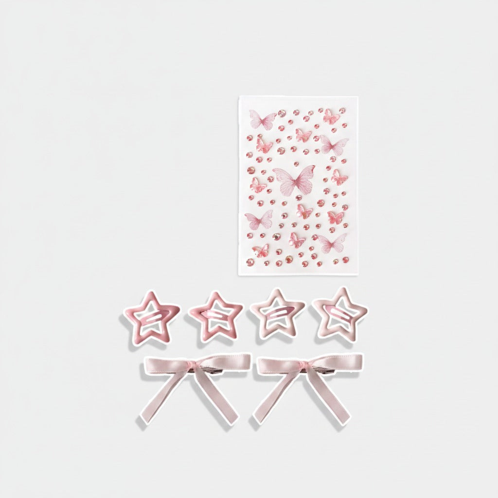 Butterfly & Star Hair Clip Set - Pink – hair accessories (view 1)