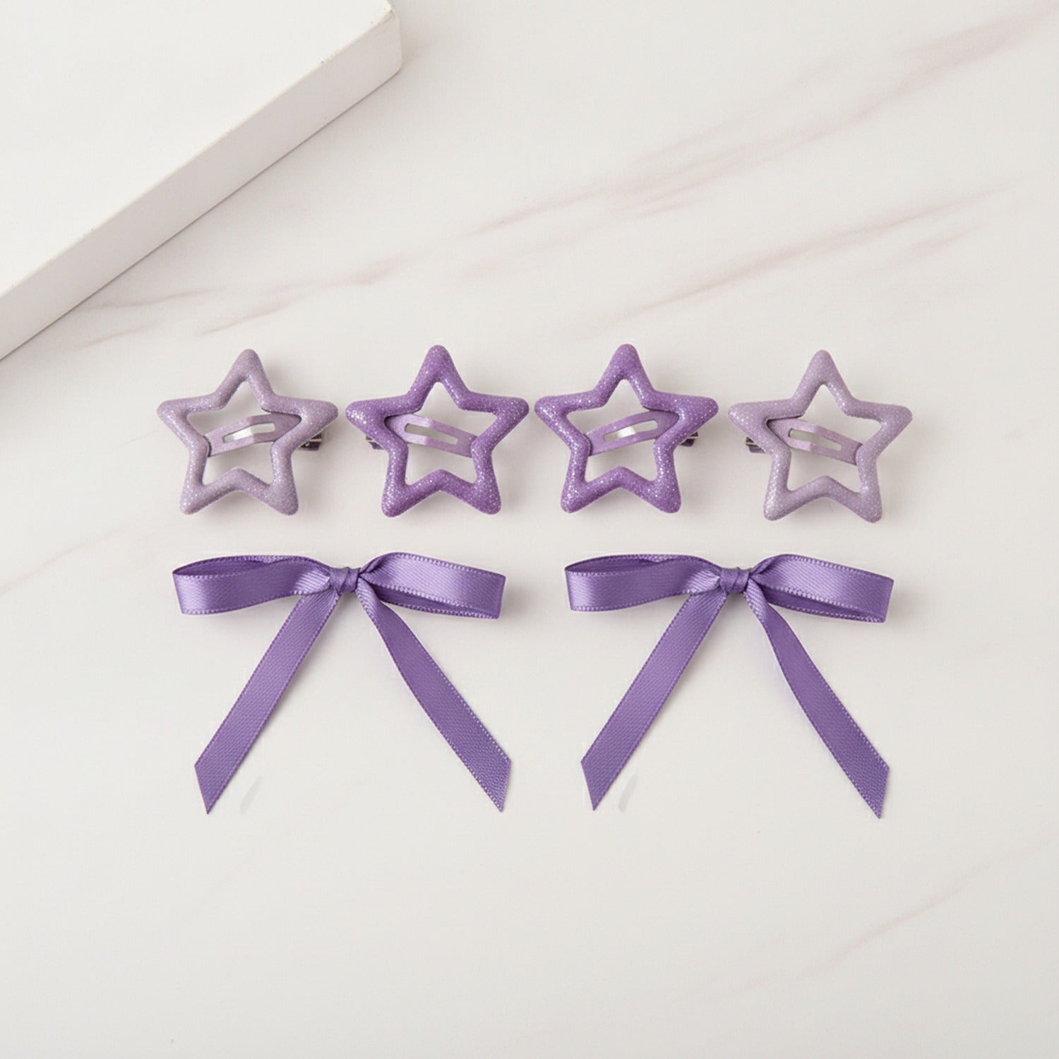 Butterfly & Star Hair Clip Set - Purple