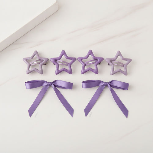 Butterfly & Star Hair Clip Set - Purple – hair accessories (view 2)