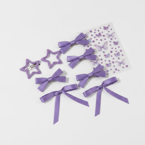 Butterfly & Star Hair Clip Set - Purple – hair accessories (view 1)