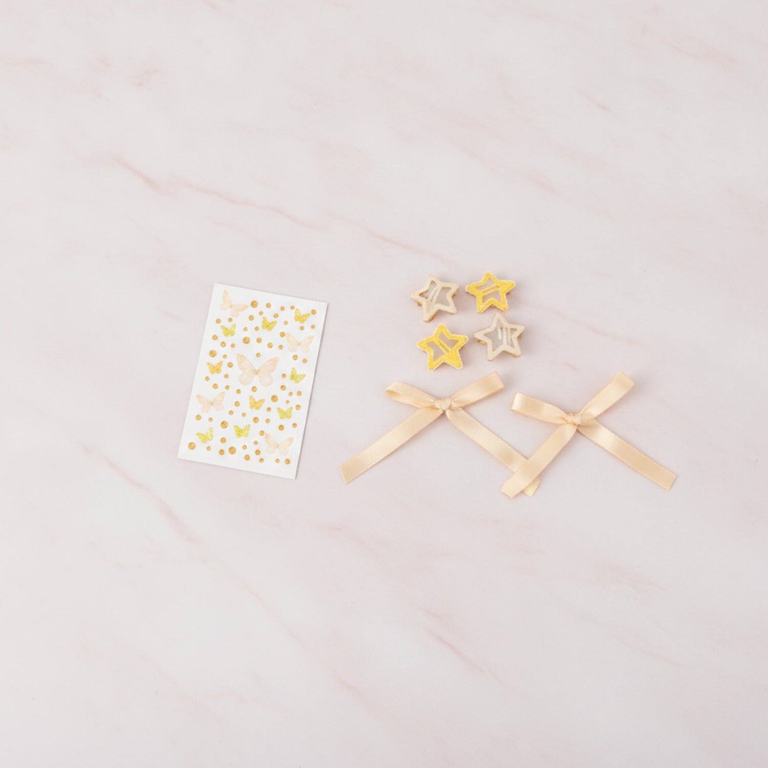 Butterfly & Star Hair Clip Set - Yellow