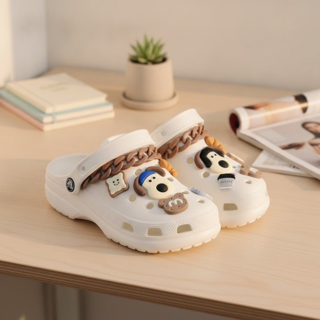 Playful Dog & Food Crocs Charms with Chain – apparel accessories (view 2)