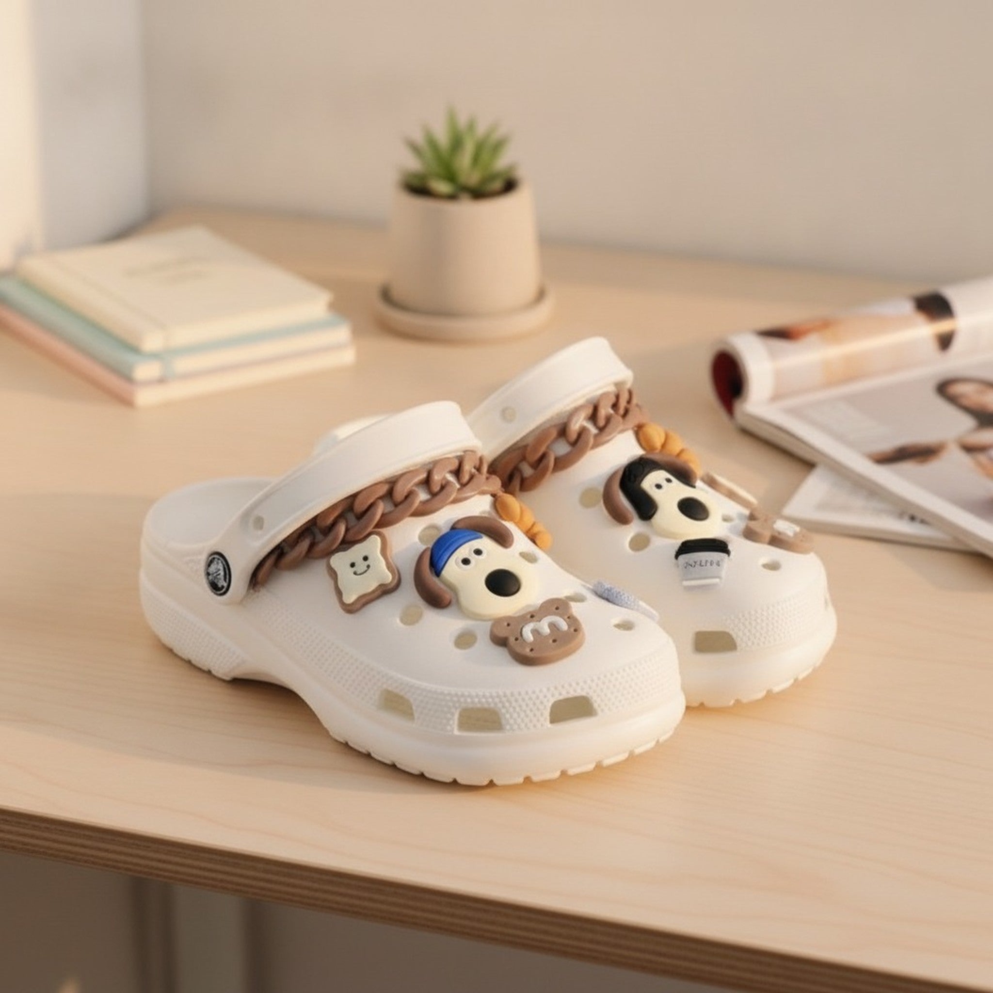 Playful Dog & Food Crocs Charms with Chain – apparel accessories (view 2)