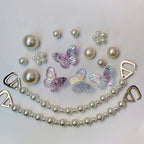 Iridescent Butterfly Pearl Flower Shoe Charms – apparel accessories (view 1)