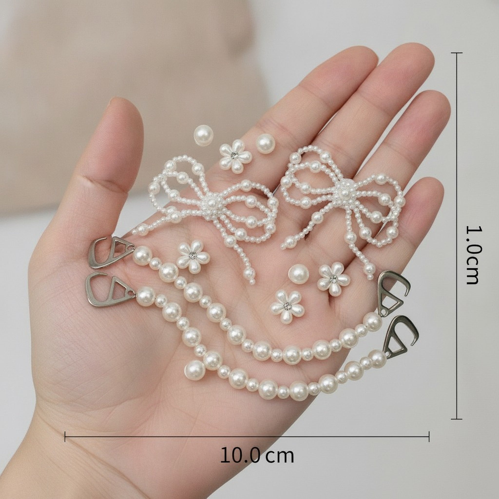 Elegant Pearl Bow Flower and Chain Set – apparel accessories (view 3)
