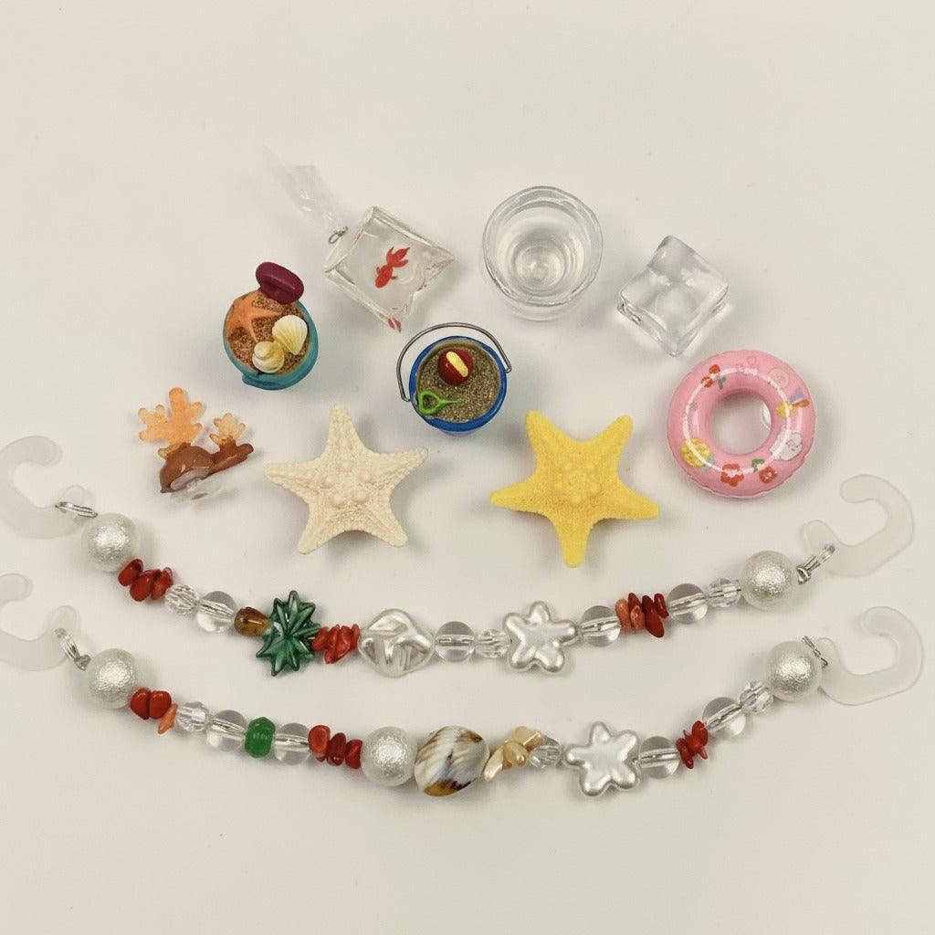 Ocean Starfish Beach Miniature Charms & Beaded Chains Set – jewelry (view 1)