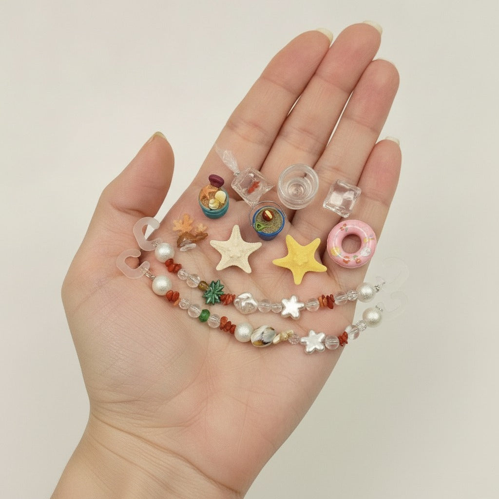 Ocean Starfish Beach Miniature Charms & Beaded Chains Set – jewelry (view 3)