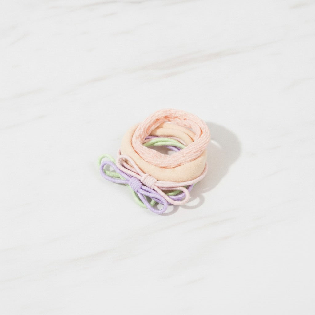 Pastel Hair Clips Set With Ribbon Bows – hair accessories (view 2)