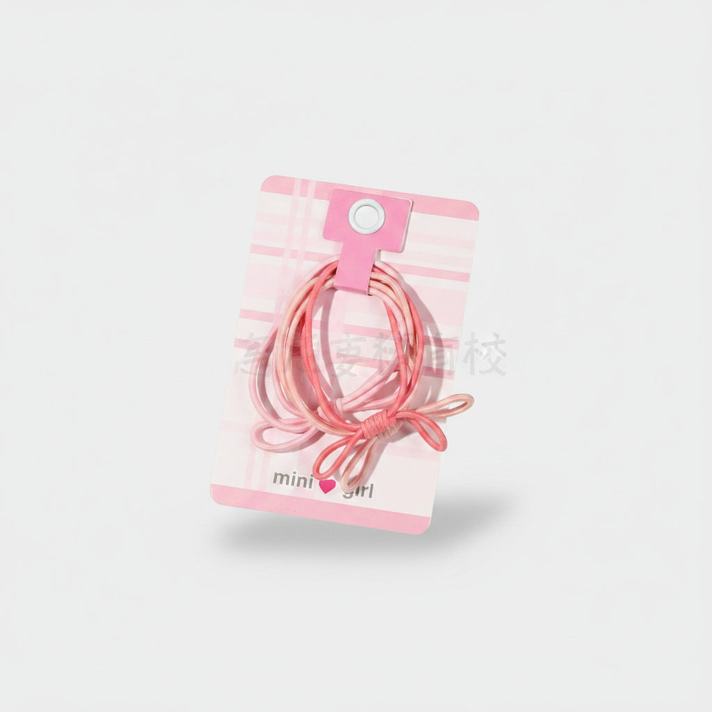 Pink Elastic Hair Bow Clips Set
