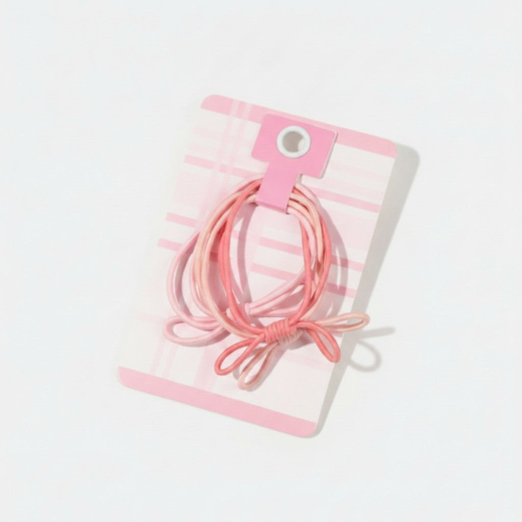 Pink Elastic Hair Bow Clips Set