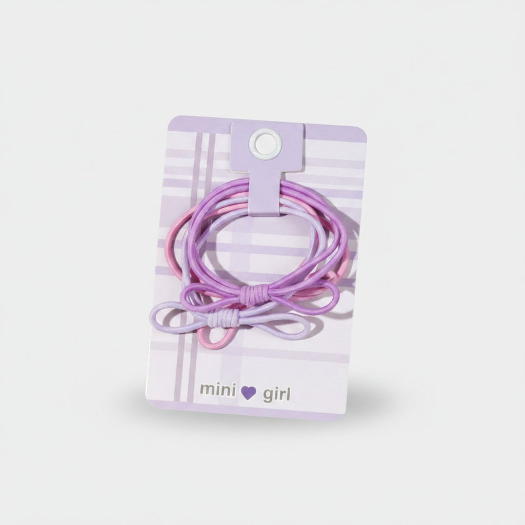 Purple Bow Hair Clips Set With Knot Details