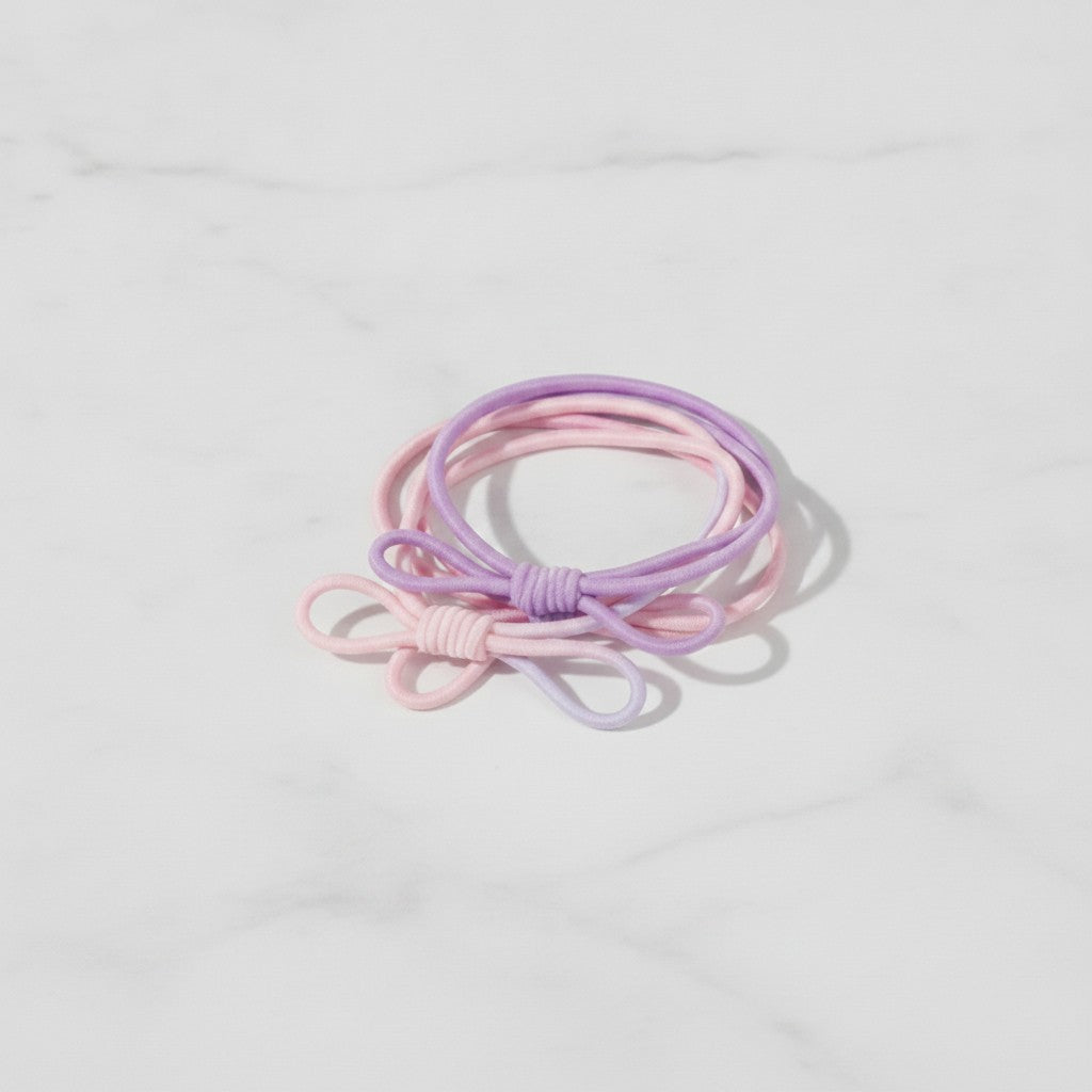 Purple Bow Hair Clips Set With Knot Details – hair accessories (view 2)