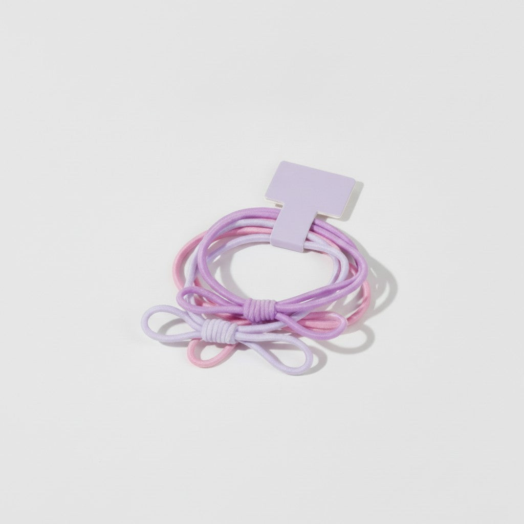 Purple Bow Hair Clips Set With Knot Details