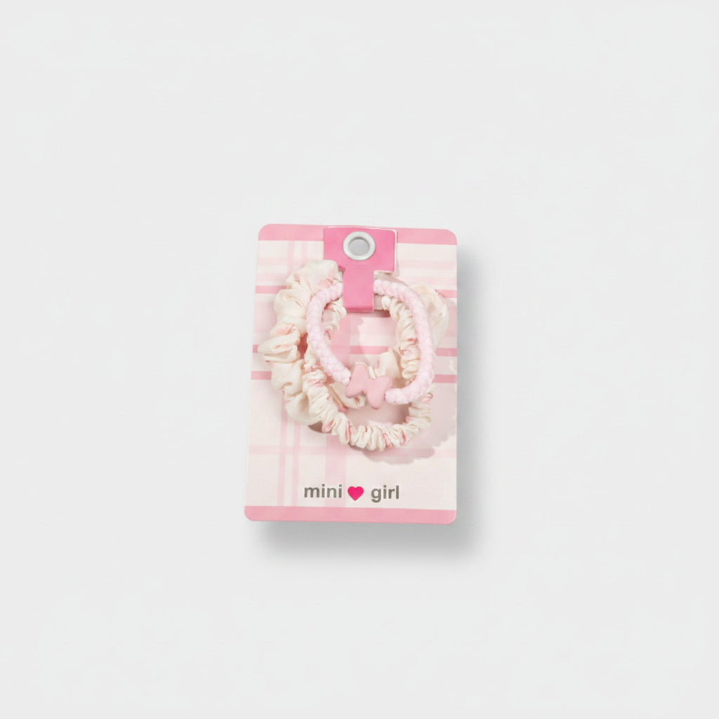 Ruched Fabric Hair Clip Set Pink