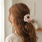 Ruched Fabric Hair Clip Set Pink