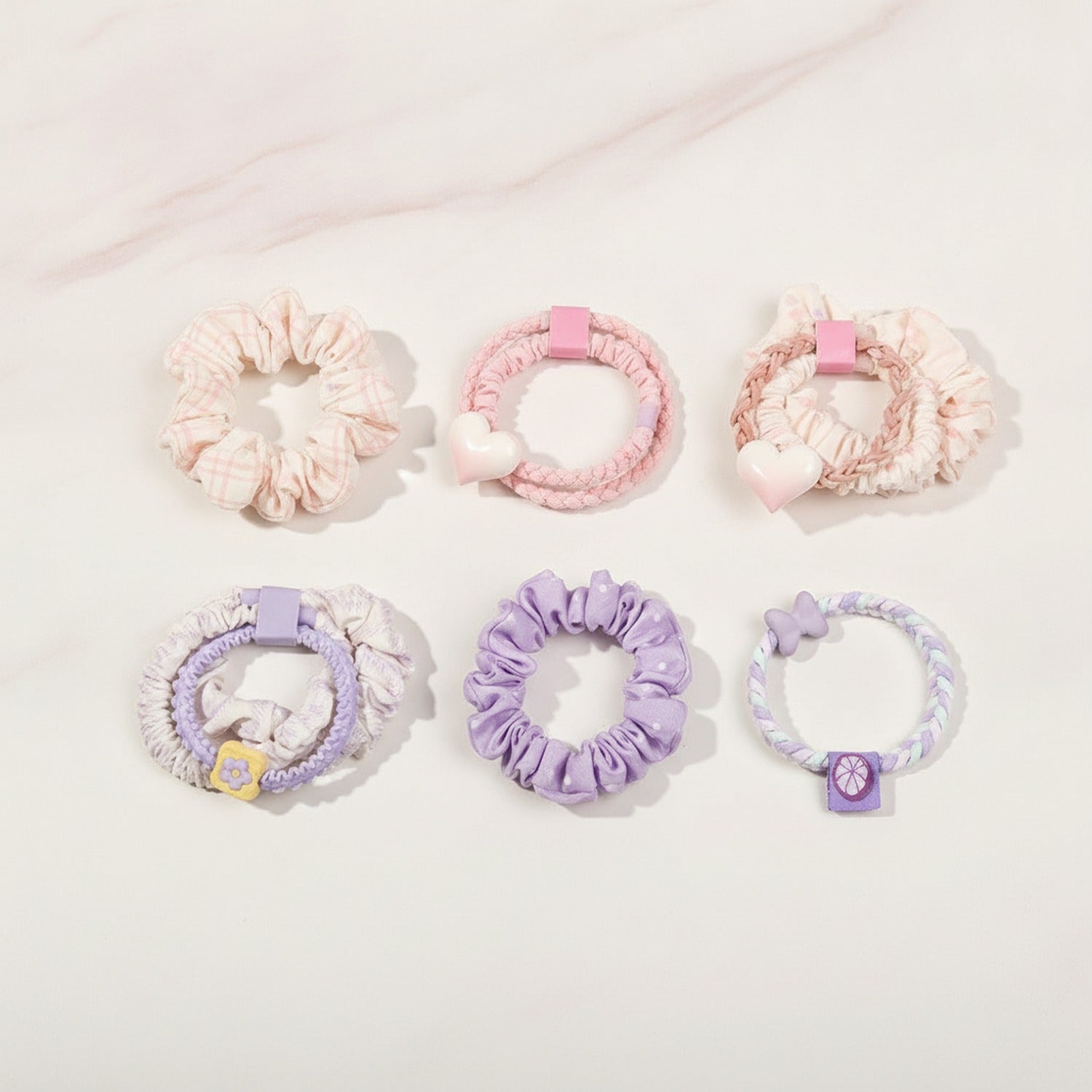 Ruched Fabric Hair Clip Set Pink