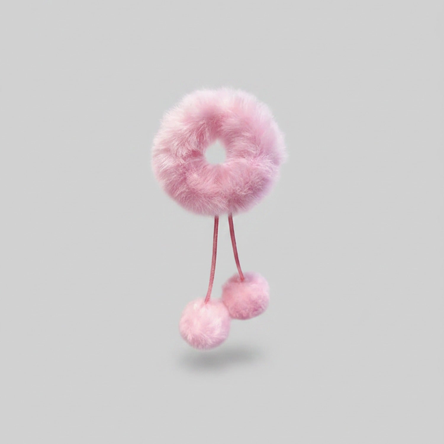 Fuzzy Pom Pom Hair Clip Set Pink
