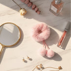 Fuzzy Pom Pom Hair Clip Pink – hair accessories (view 3)