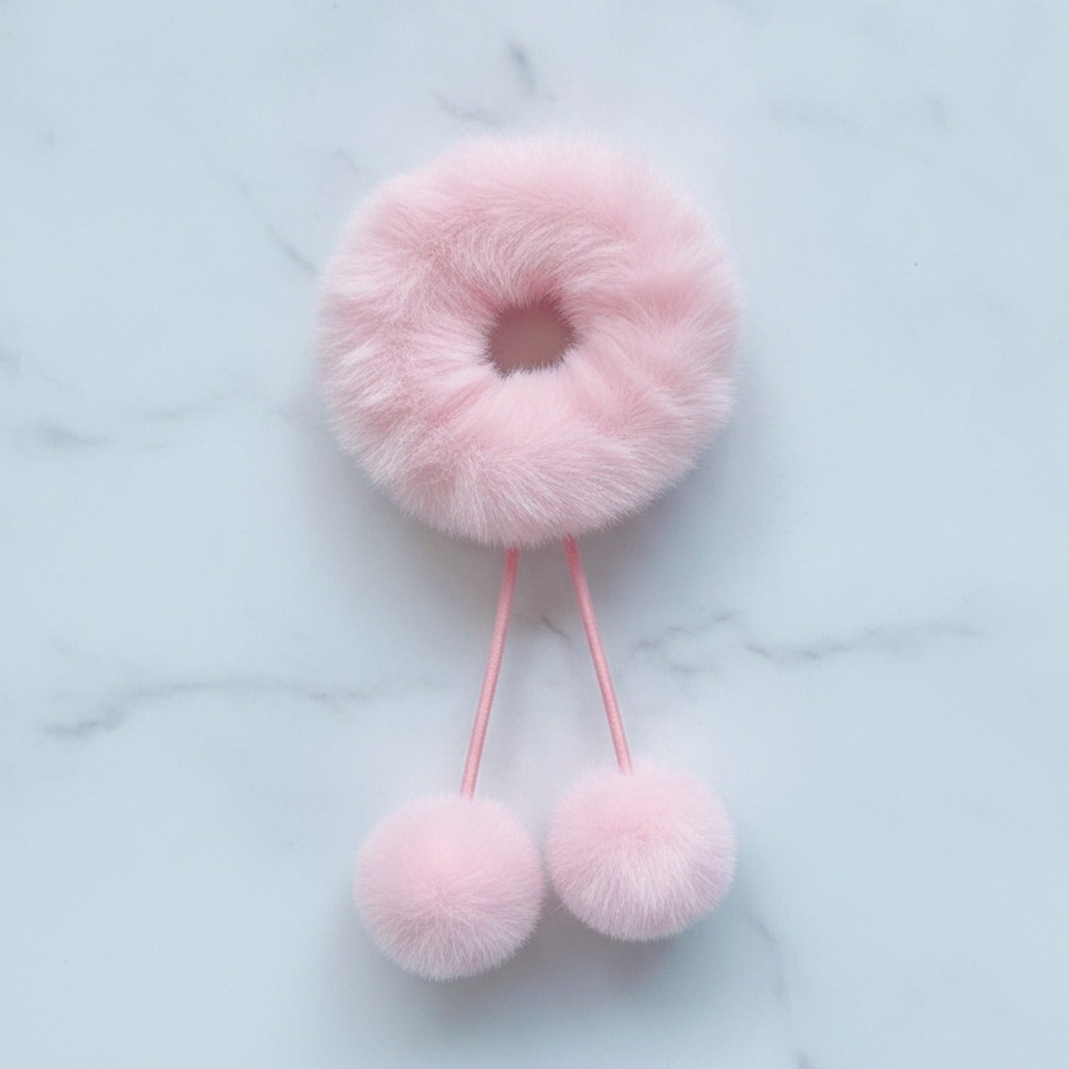 Fuzzy Pom Pom Hair Clip Pink