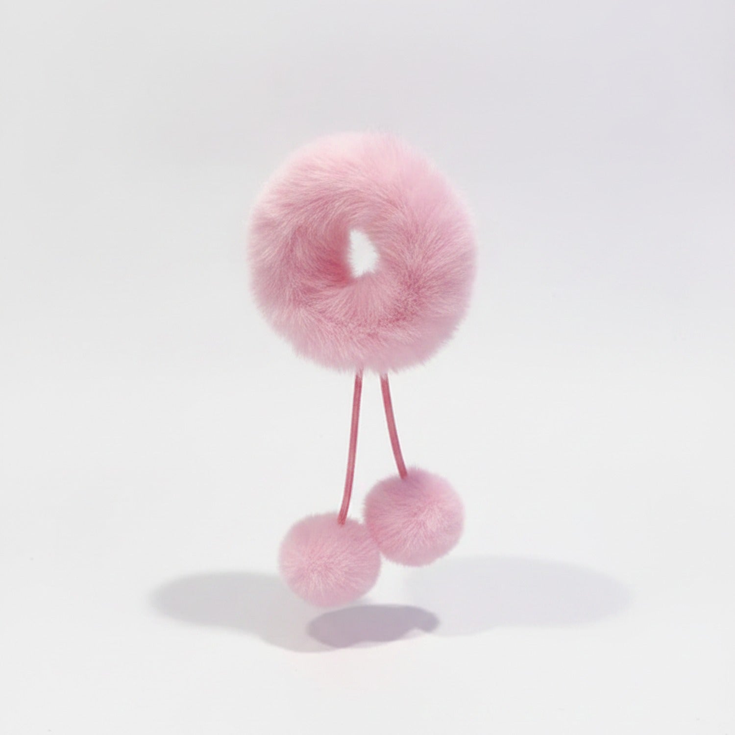 Fuzzy Pom Pom Hair Clip Pink