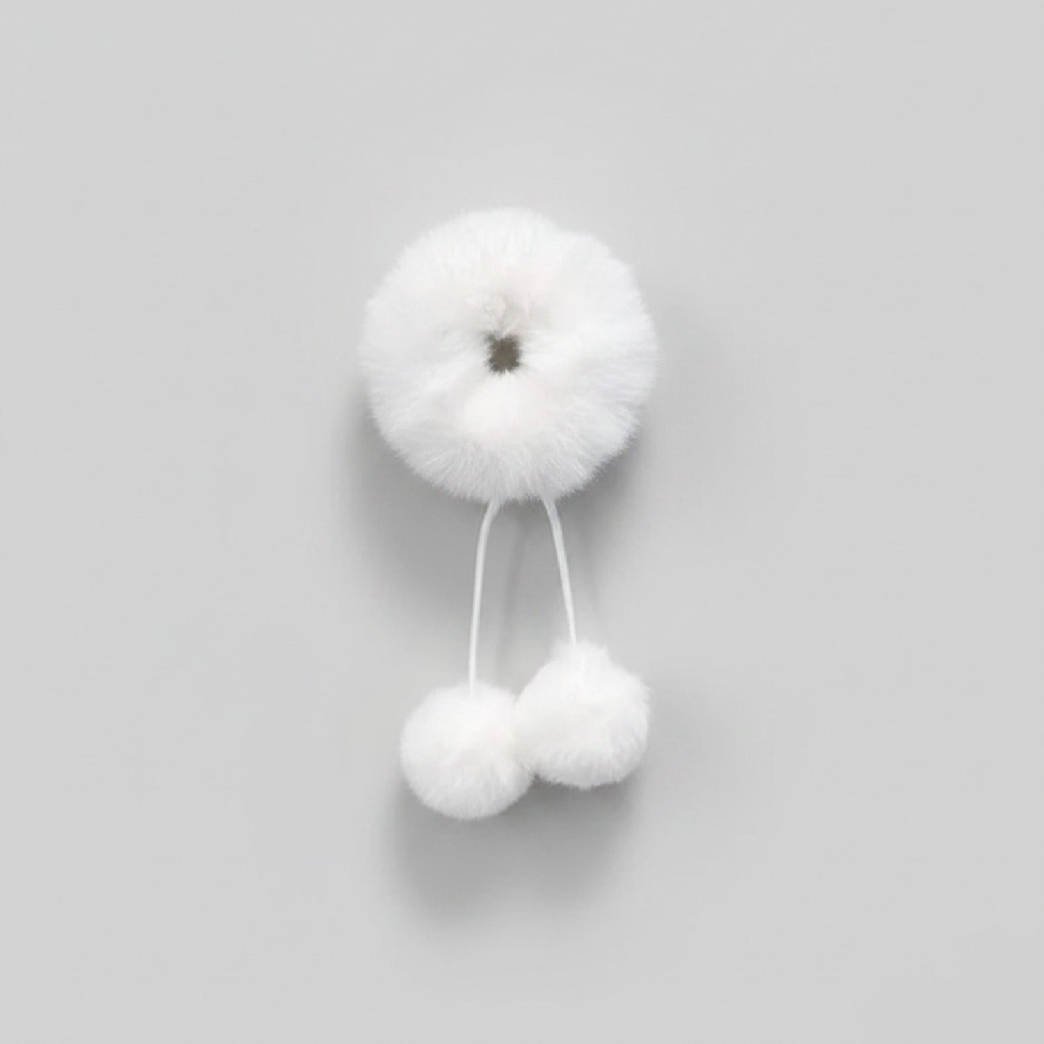 Fluffy Pom Pom Hair Clip Set White