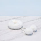 Fluffy Pom Pom Hair Clip Set White – hair accessories (view 2)