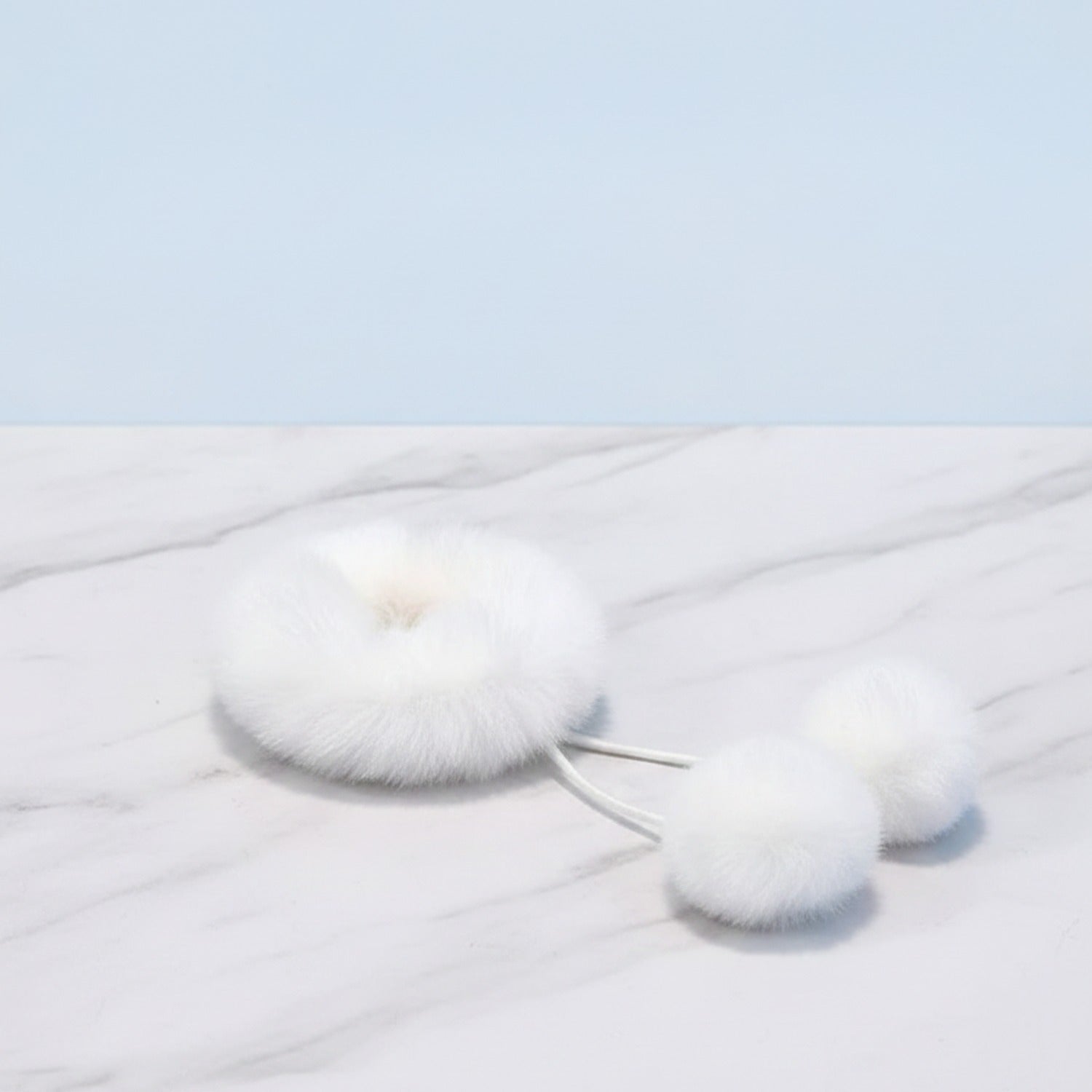 Fluffy Pom Pom Hair Clip Set White