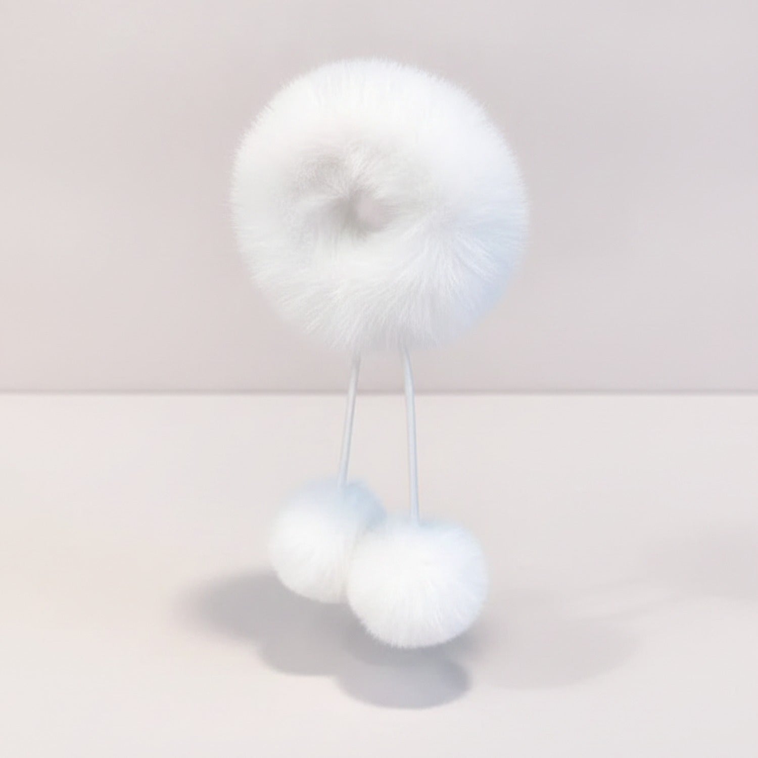 Fluffy Pom Pom Hair Clip Set White