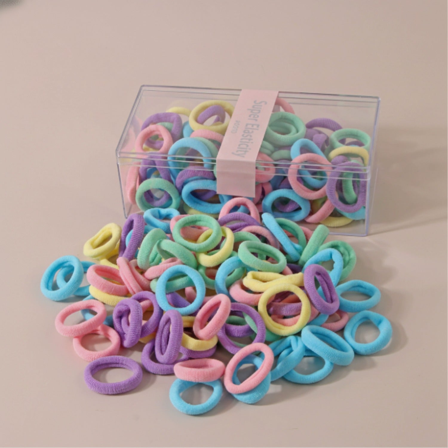 Colorful Fabric Hair Rings Set - Pastel
