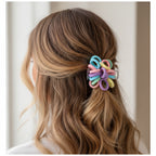 Colorful Fabric Hair Rings Set - Pastel