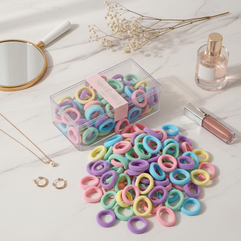 Colorful Fabric Hair Rings Set - Pastel – hair accessories (view 3)