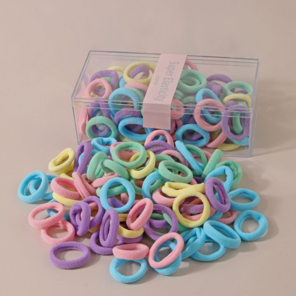 Colorful Fabric Hair Rings Set - Pastel – hair accessories (view 1)