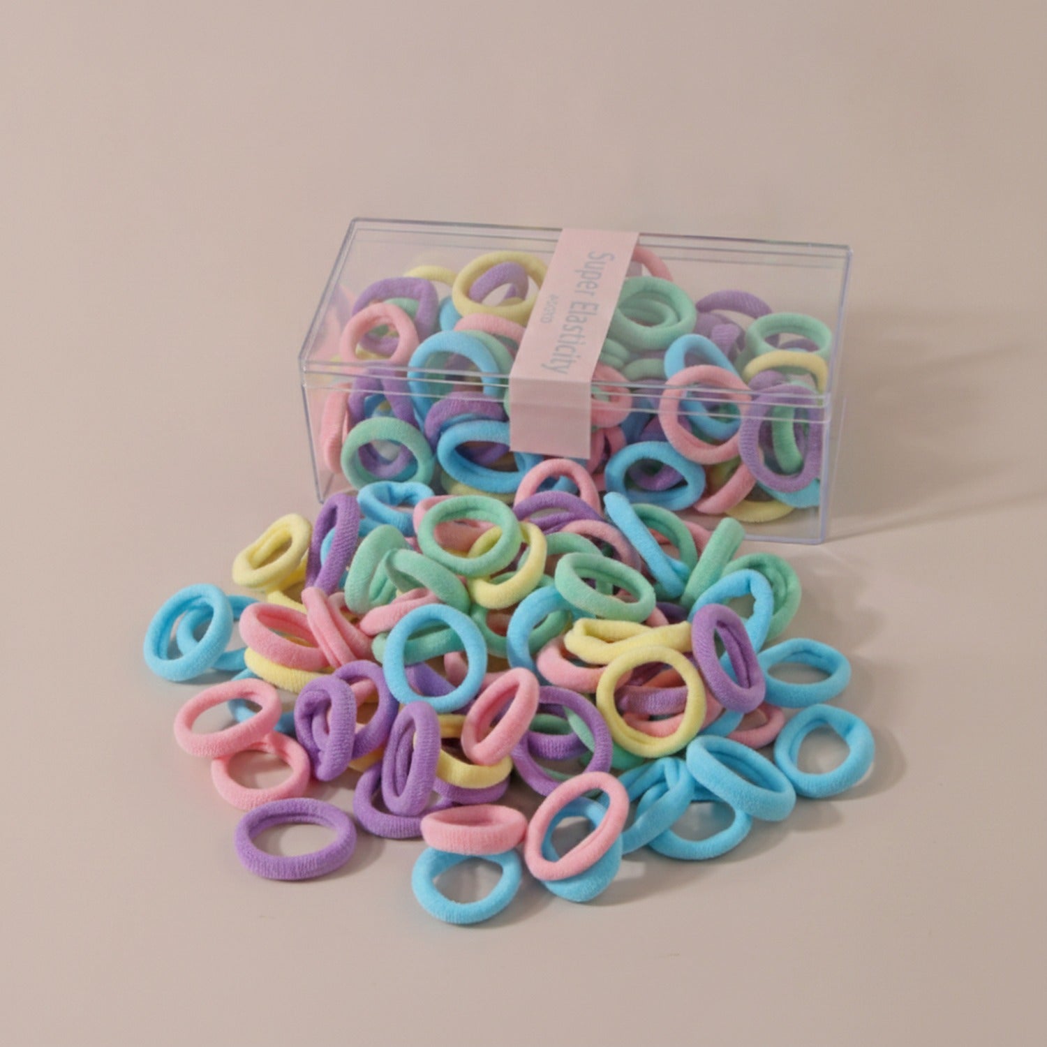 Colorful Fabric Hair Rings Set - Pastel