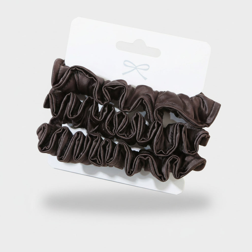 Brown Ribbed Scrunchie Hair Clips Set