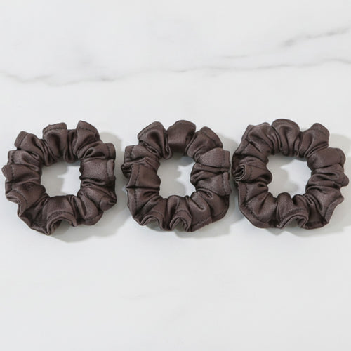 Brown Ribbed Scrunchie Hair Clips Set