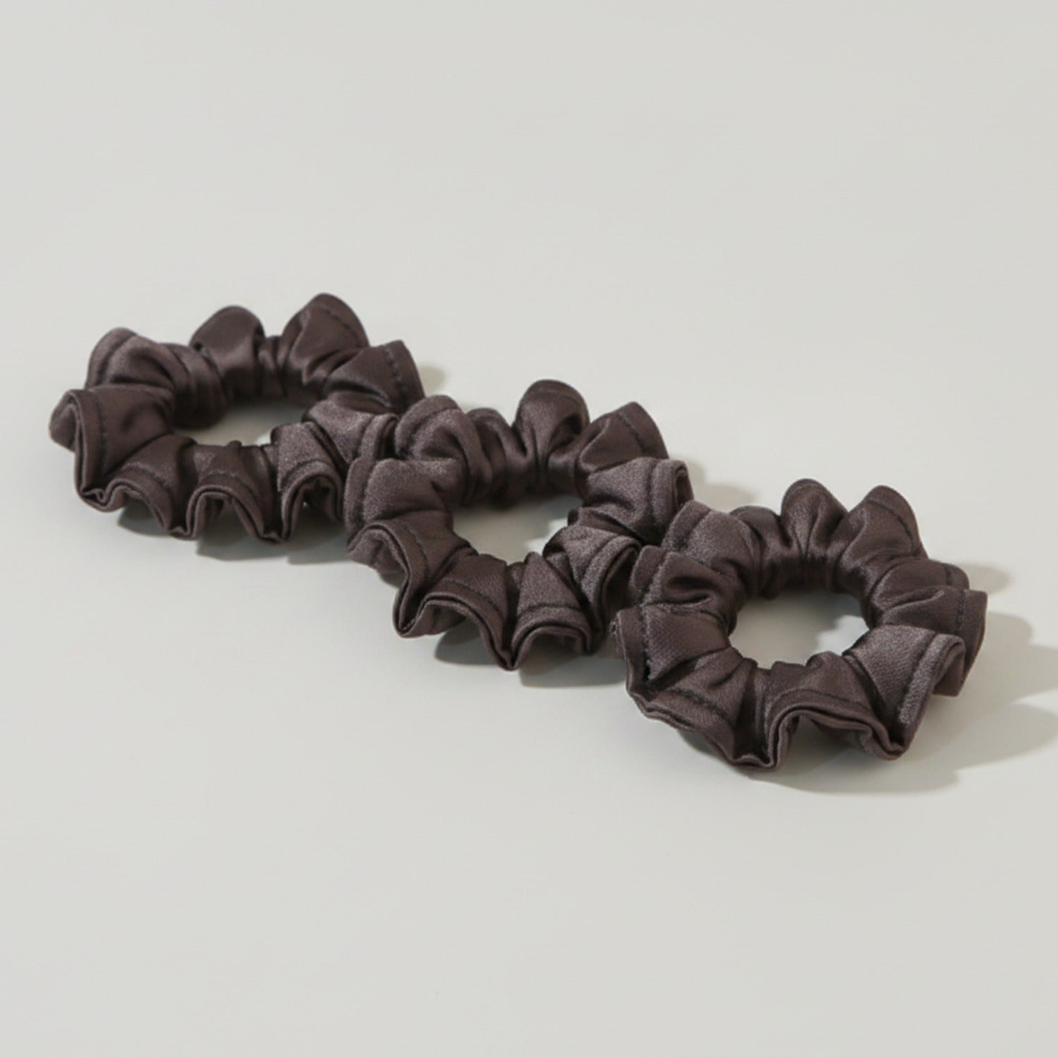 Brown Ribbed Scrunchie Hair Clips Set
