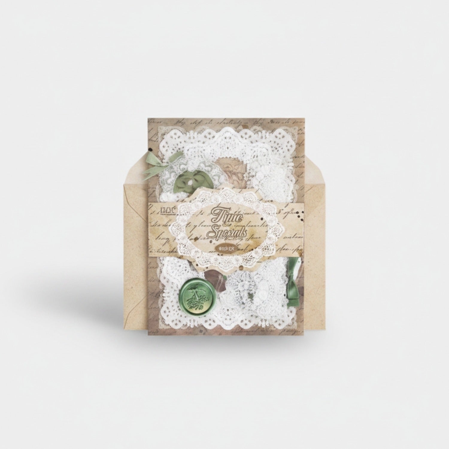 Vintage Ephemera Stationery Set With Lace Frames And Ribbons