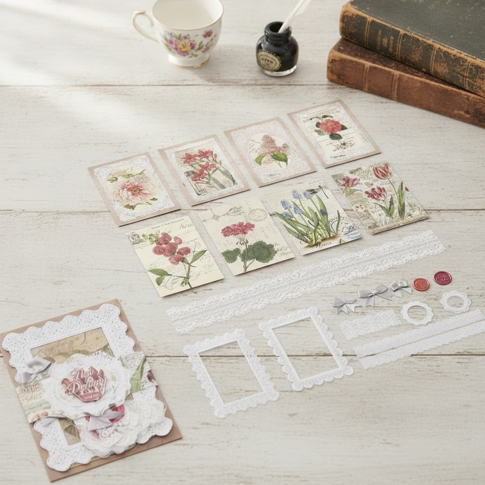 Vintage Floral Stationery Set With Stickers (view 2)