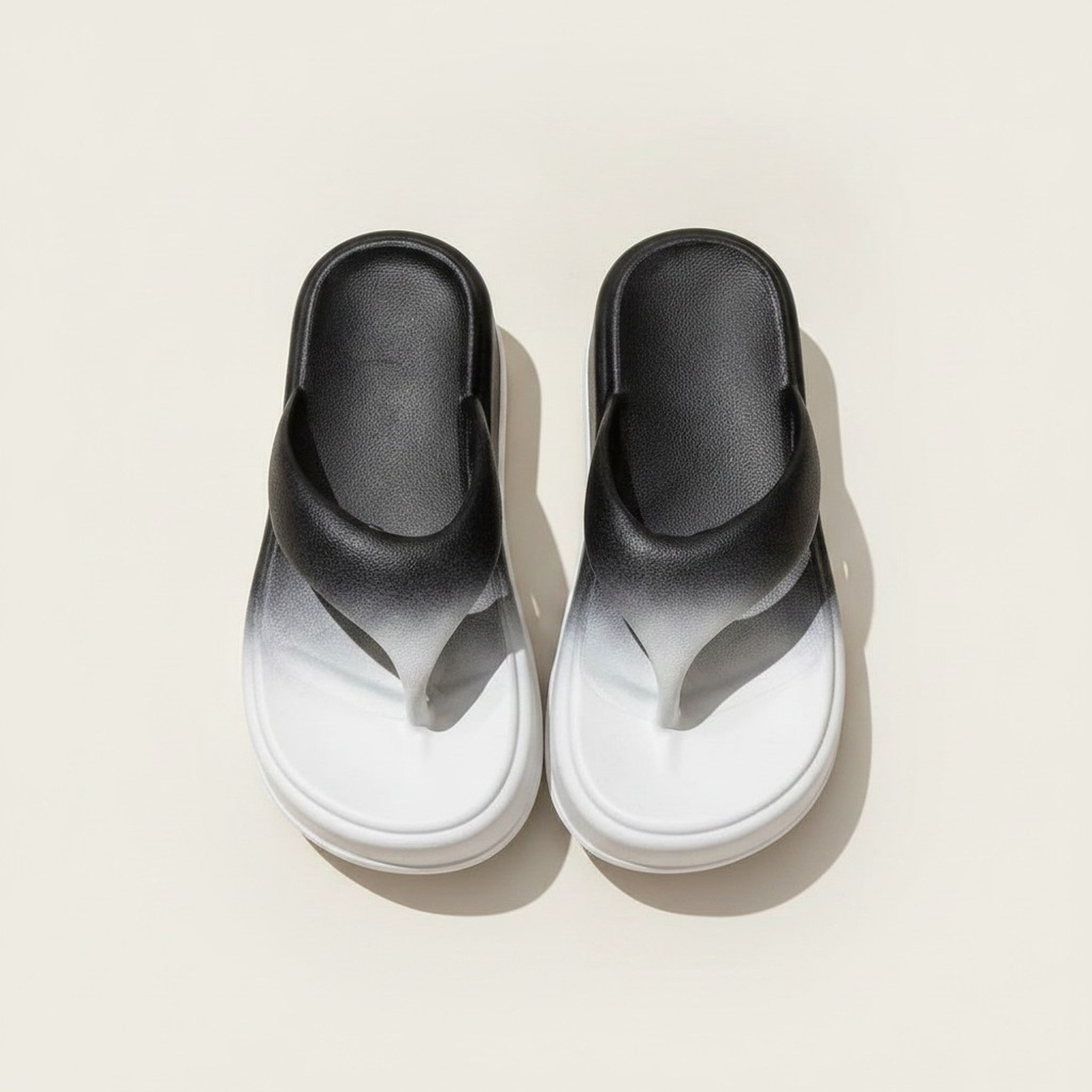 White Ombre Platform Thick Sole Flip-Flops